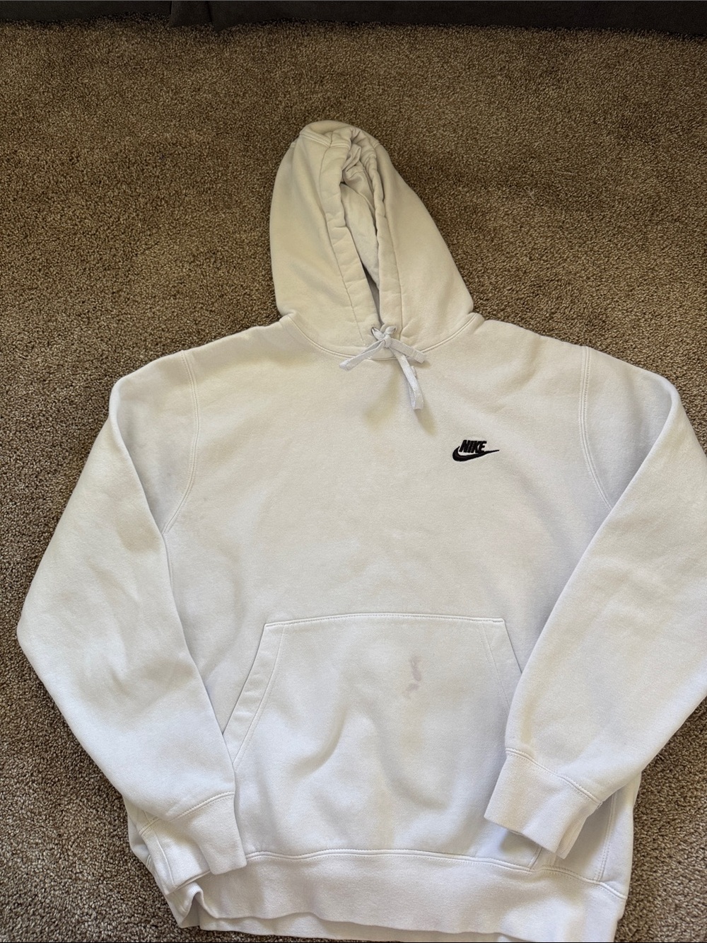 Nike White Crewneck Hoodie with Black Swoosh Logo